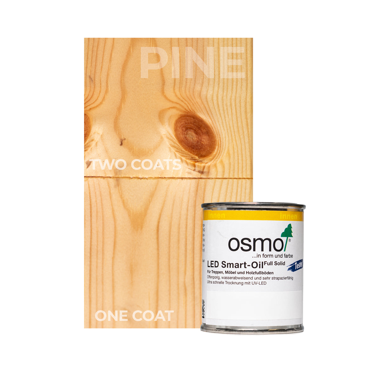 White Osmo LED Smart Oil on Pine