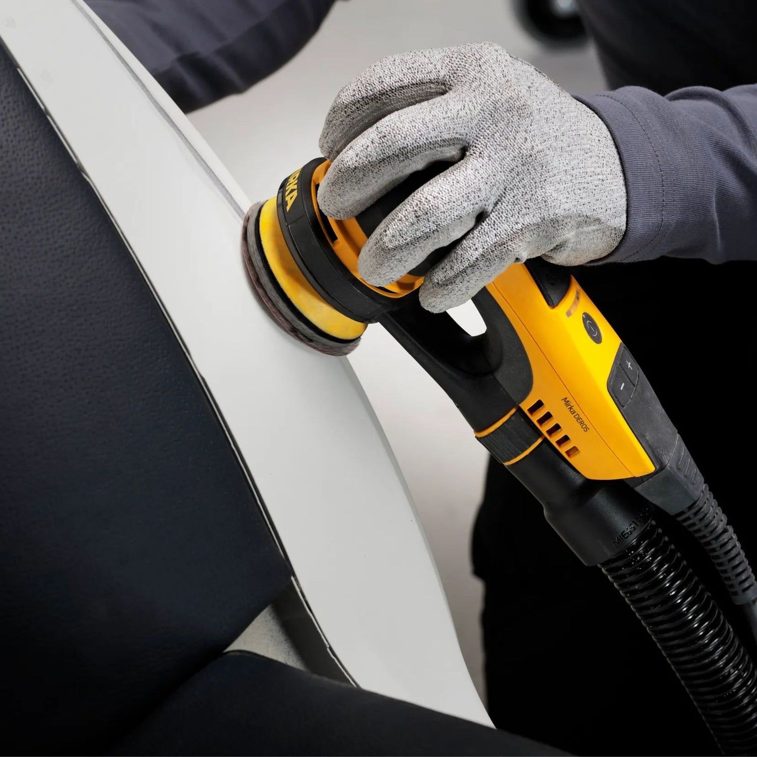 Mirka Abranet 77mm on Mirka DEROS 350cv 77mm Orbital sander, sanding car body panels