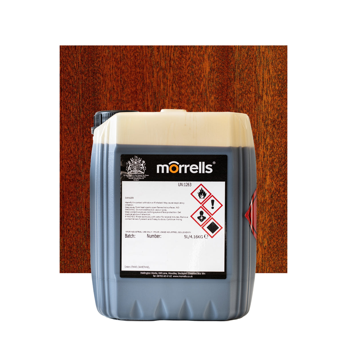 Morrells Light Fast Cellulose Spirit Based Stain Rich Mahogany 0181/300B 5 Litre
