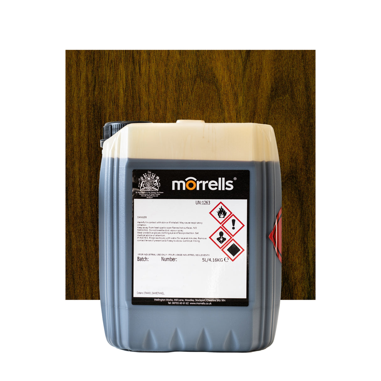 Morrells Light Fast Cellulose Spirit Based Stain Walnut 0190/000B 5 Litre
