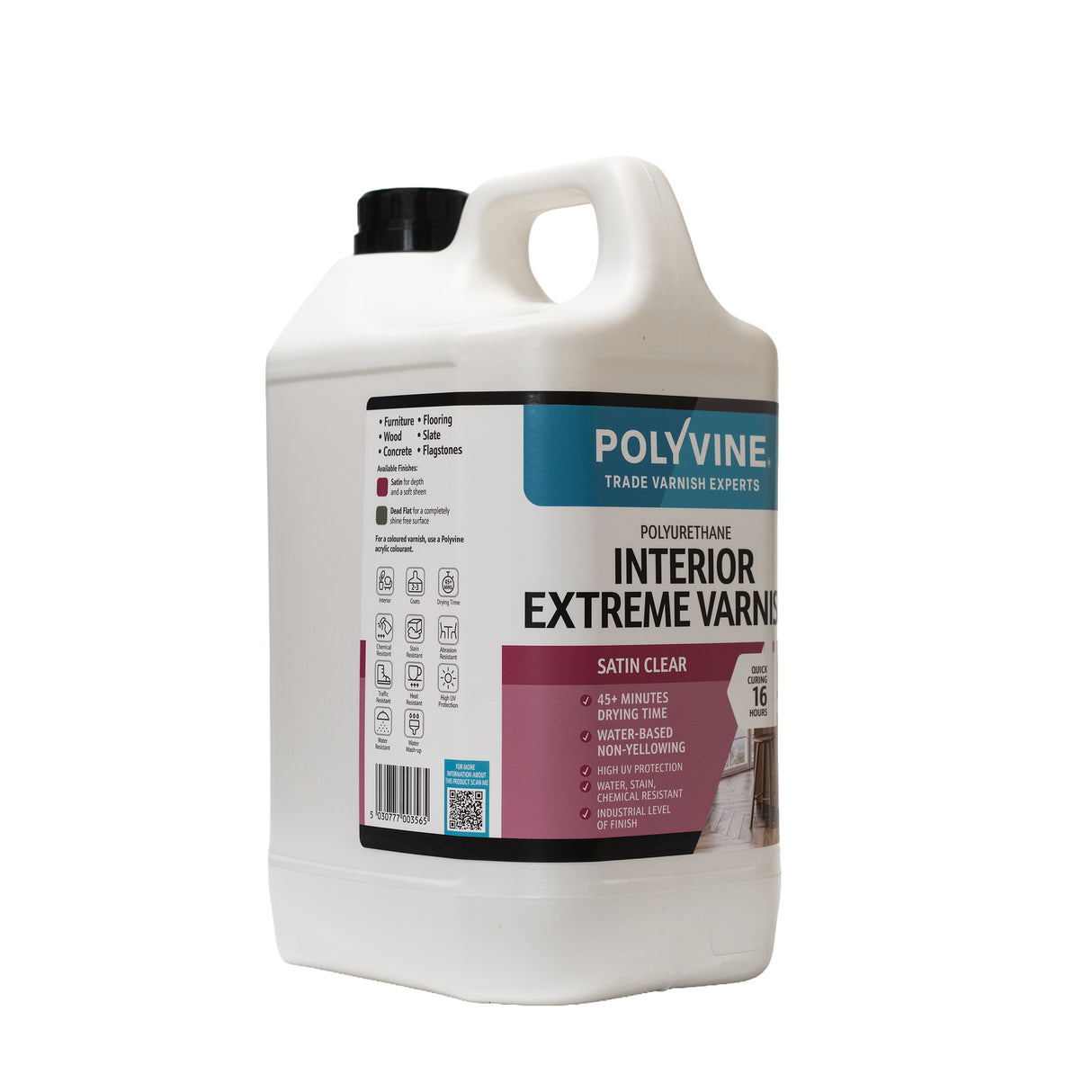 Polyvine Interior Extreme Varnish Satin Clear Large Side On