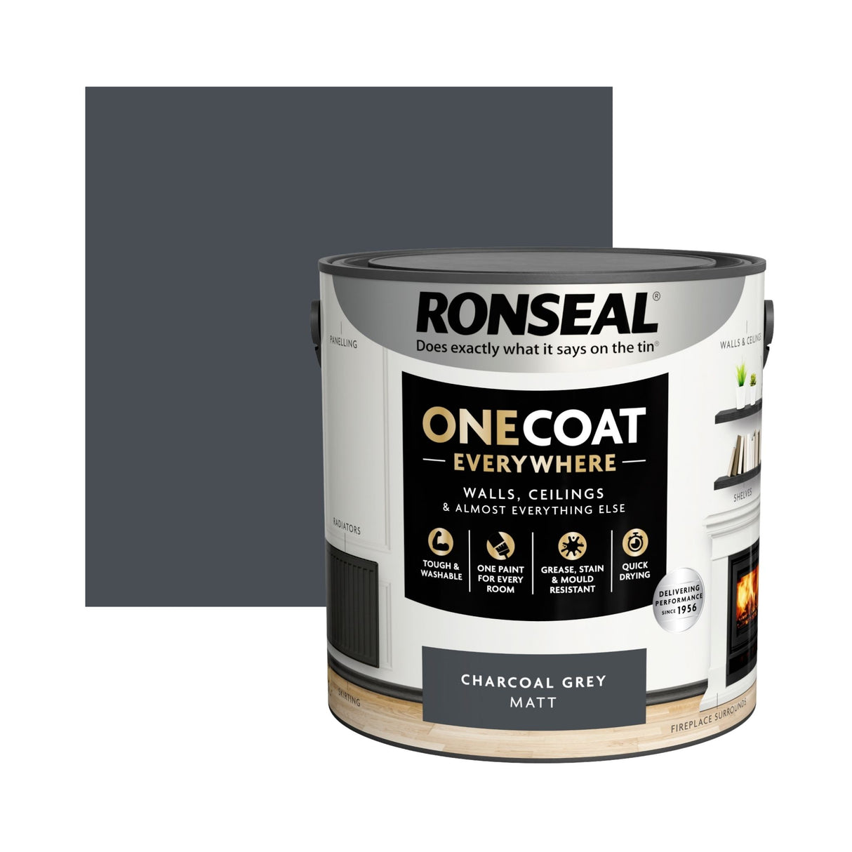 Ronseal One Coat Everywhere Paint Charcoal Grey Swatch