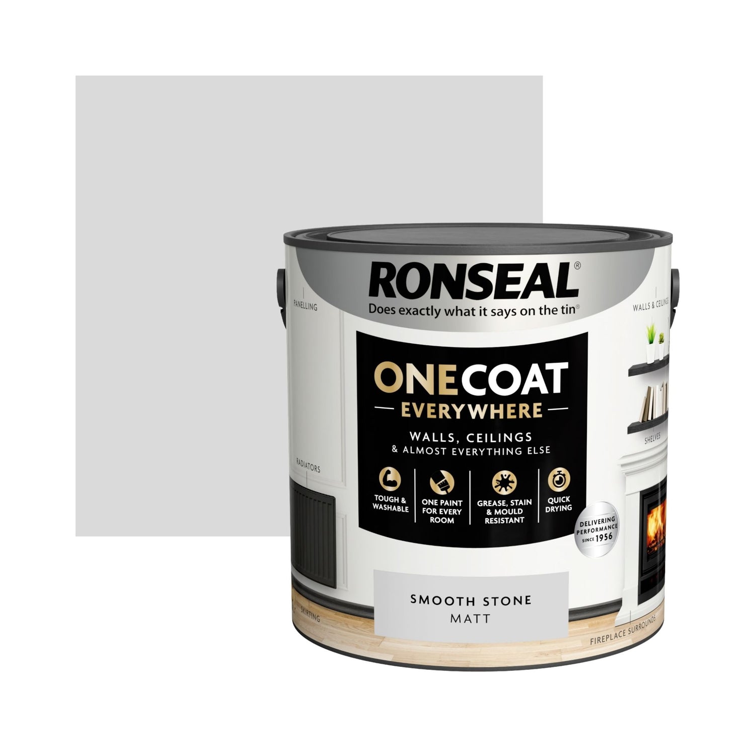 Ronseal One Coat Everywhere Paint Smooth Stone 2.5L