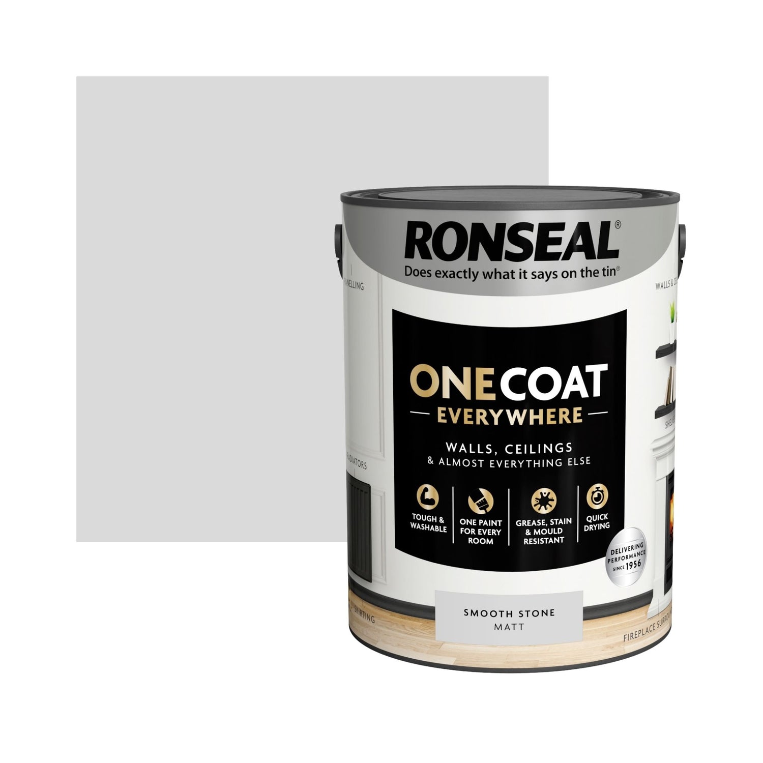 Ronseal One Coat Everywhere Paint Smooth Stone 5L