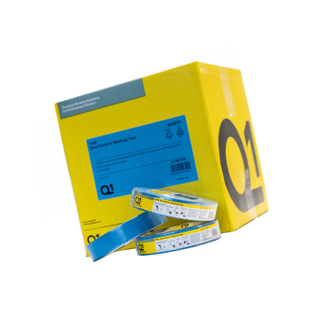 Q1 Blue Painters Masking  24mm x 50mm Tape with Product with Box