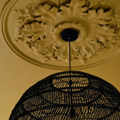 Mylands Freegrove Mustard on ceiling and ceiling rose
