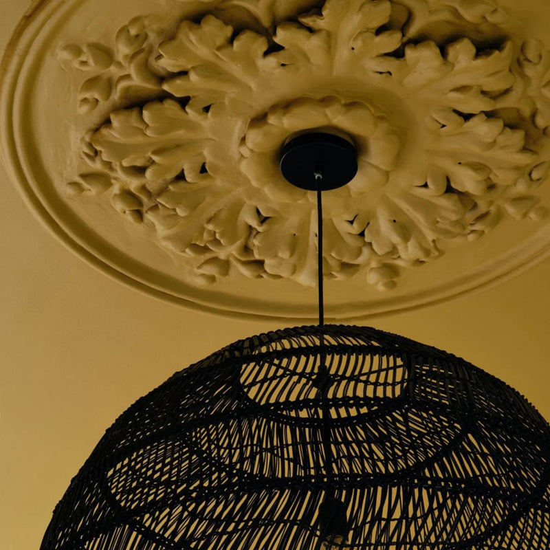 Mylands Freegrove Mustard on ceiling and ceiling rose