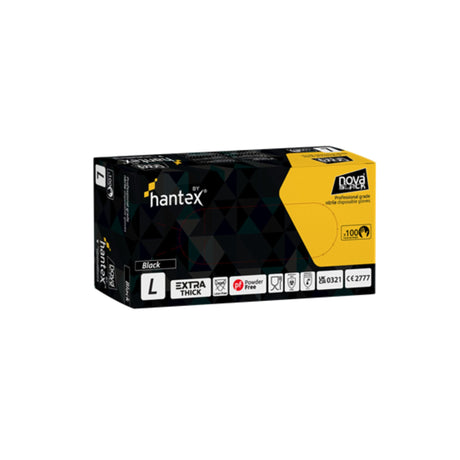 Hantex Black Nitrile Disposable Gloves Box of 100