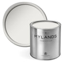 Mylands Maugham White No.2 paint swatch and tin