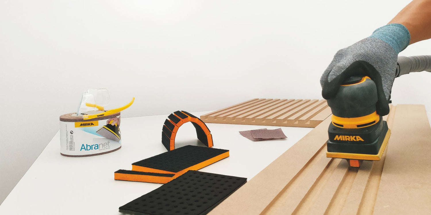 Mirk Abranet Grip Roll 115 x 10m used on the Mirka DEOS II 343CV and notch interface