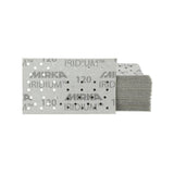 A stack of Mirka Iridium 83 x 133mm sanding pads, showing the textured gray abrasive sheets and multi-hole backing on a plain white background.