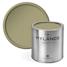 Mylands Stockwell Green No.203 paint swatch and tin