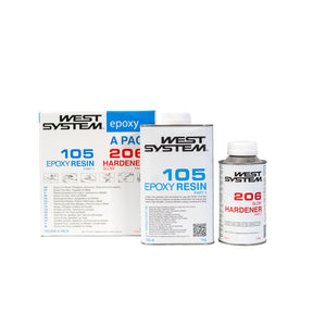 West System Epoxy Resin & Hardener 105/206 Slow A Pack 1kg 105-A Resin and 0.2kg 206-A Slow Hardener