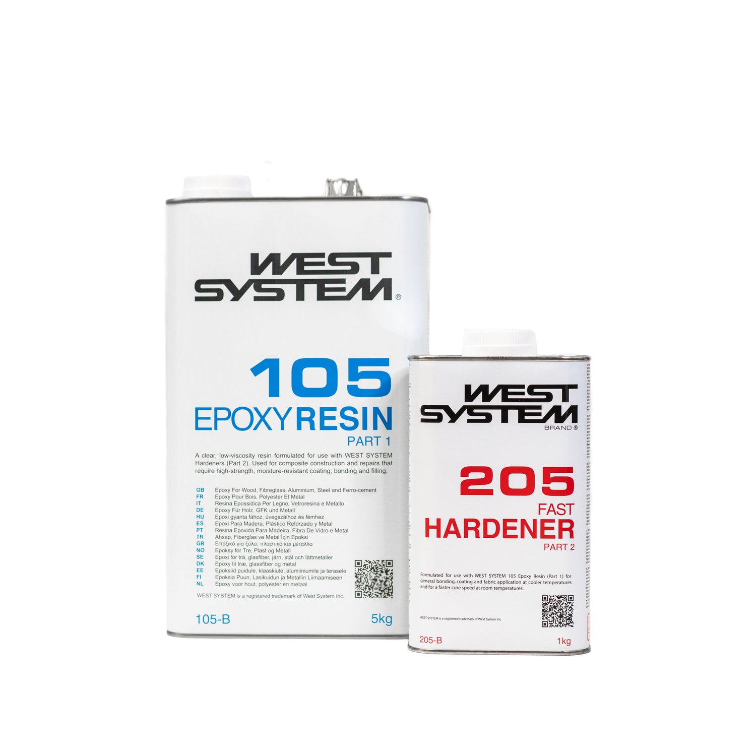 West System Epoxy Resin & Hardener 105/205 Fast B Pack 5kg 105-B Resin and 1kg 205-B Hardener