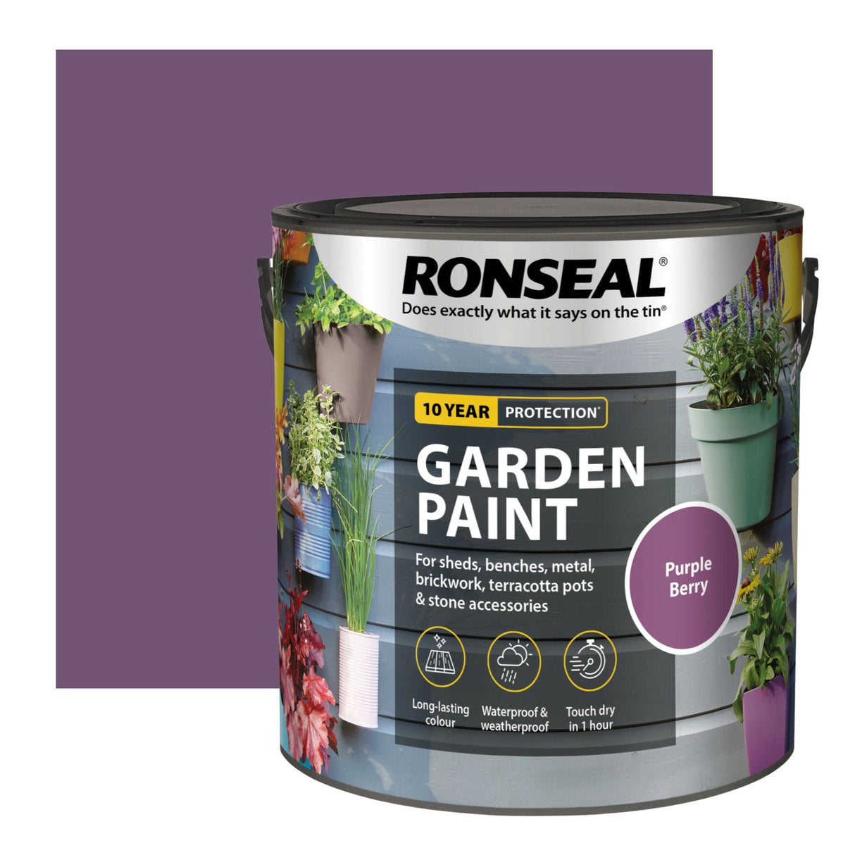 Ronseal Garden Paint Purple Berry - Restorate-5010214874255