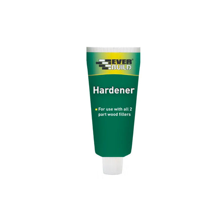 Everbuild 2 Part High Performance Wood Filler Hardener 40g.  Text on tube:  For use with all 2 part wood fillers.