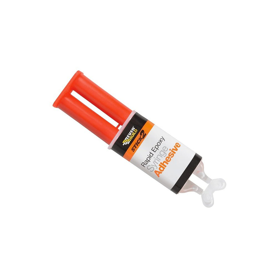 Everbuild Stick 2 Rapid Epoxy Syringe 24ml Size With 50mm Hand Clamps 01c Mp