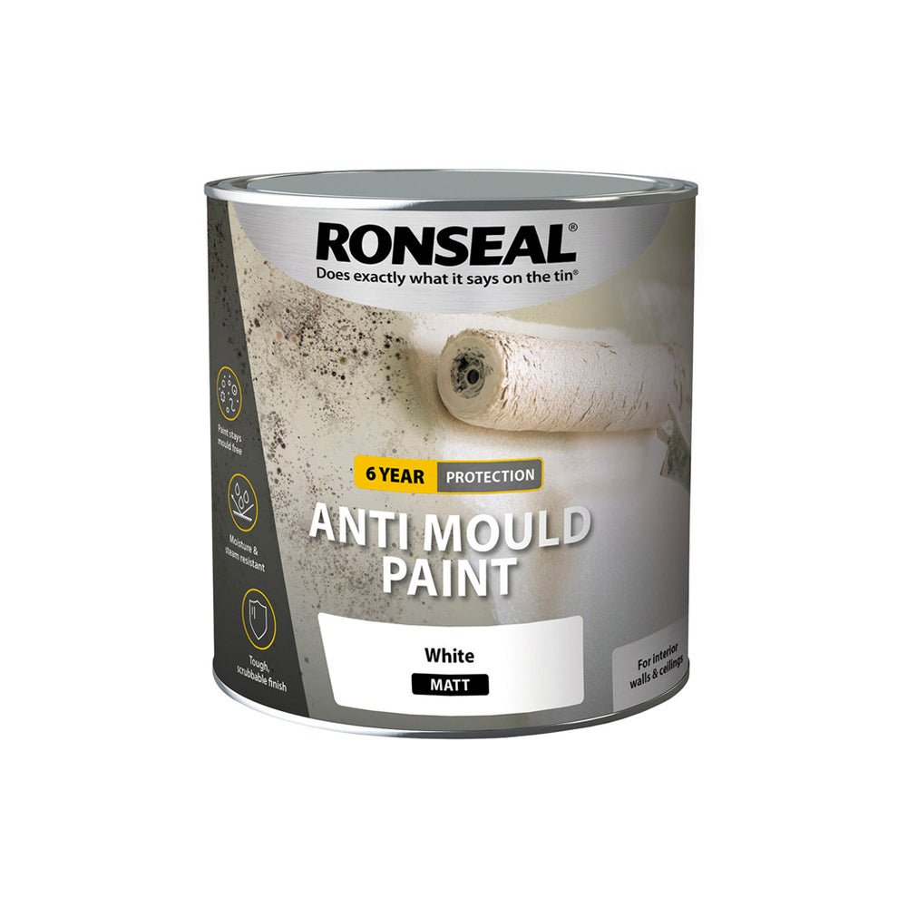 Ronseal 6 Year Anti Mould Paint White Matt 2.5 Litres - Restorate-5010214866243