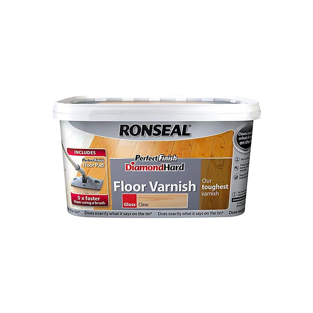 Ronseal Perfect Finish Diamond Hard Floor Varnish Clear Gloss 2.5L - Restorate-5010214845910