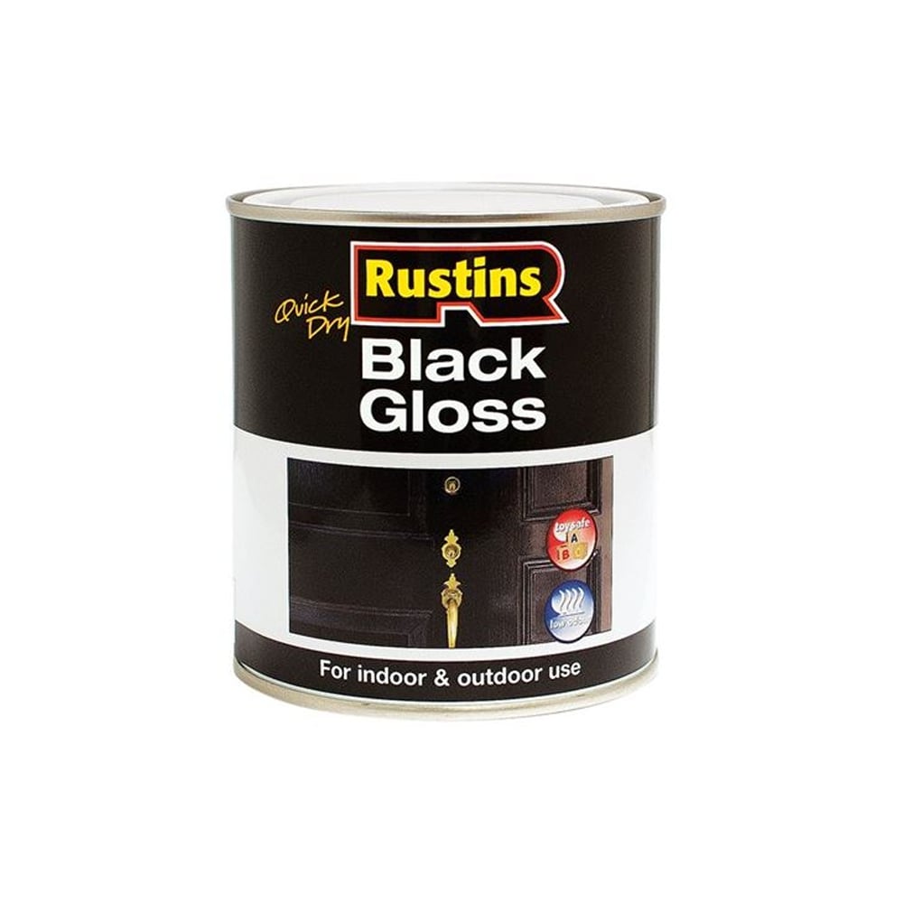 Rustins Quick Dry Black Gloss Paint - Restorate-5015332002047