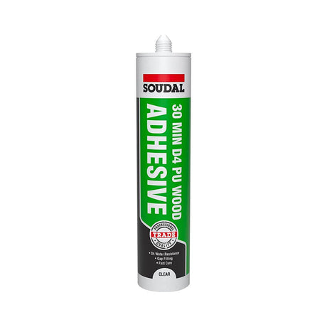 Soudal Trade 30 Minute D4 PU Wood Adhesive Gel Transparent 310ml - Restorate-5411183152175