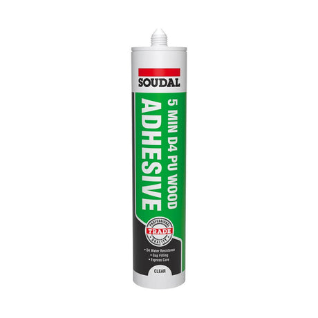 Soudal Trade 5 Minute D4 PU Wood Adhesive Gel Transparent 310ml - Restorate-5411183152144