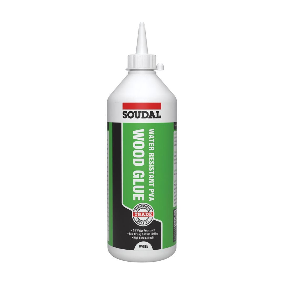 Soudal Water Resistant PVA D3 Wood Glue White - Restorate-5411183082618